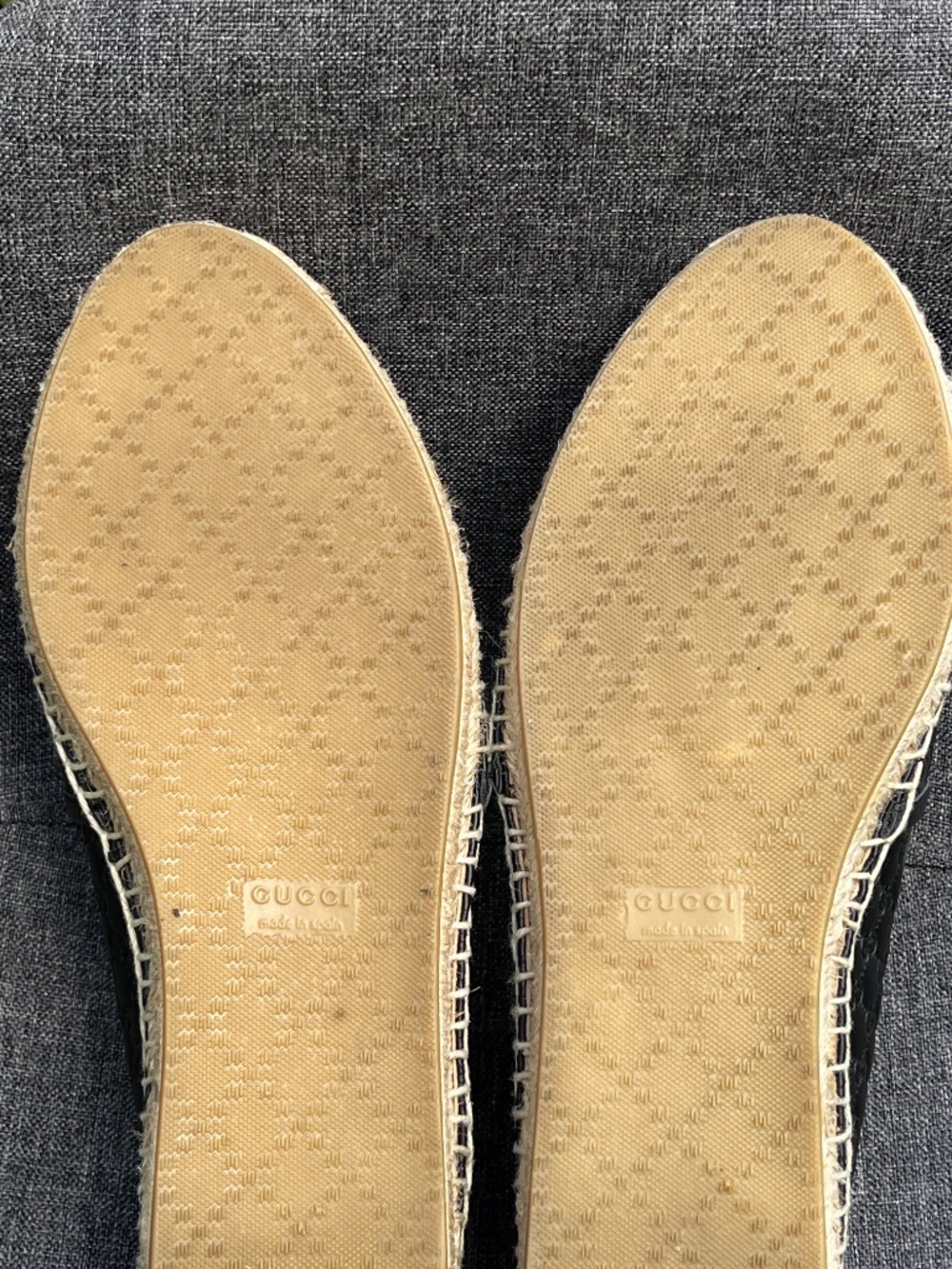 Gucci Microguccissima Signature Espadrilles 37 7 7.5 Calfskin Black Leather Shoe - Picture 15 of 16